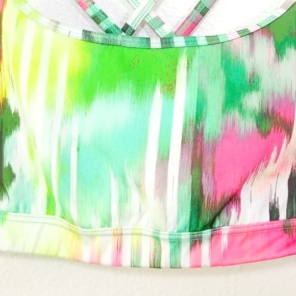 Athleta colorful watercolor strappy sports bra XS - Picture 6 of 10